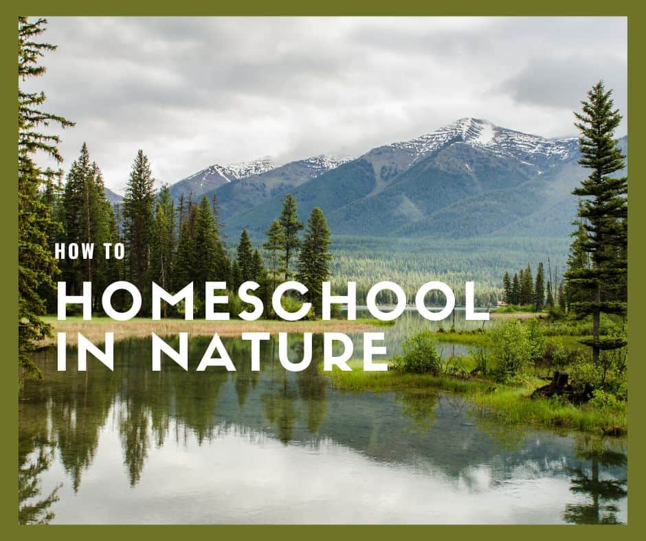Beautiful mountain landscape with trees and a lake, illustrating outdoor learning preschool activities and how to homeschool in nature.
