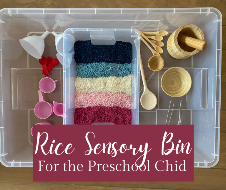 Rice Sensory Bin for a Preschool Child